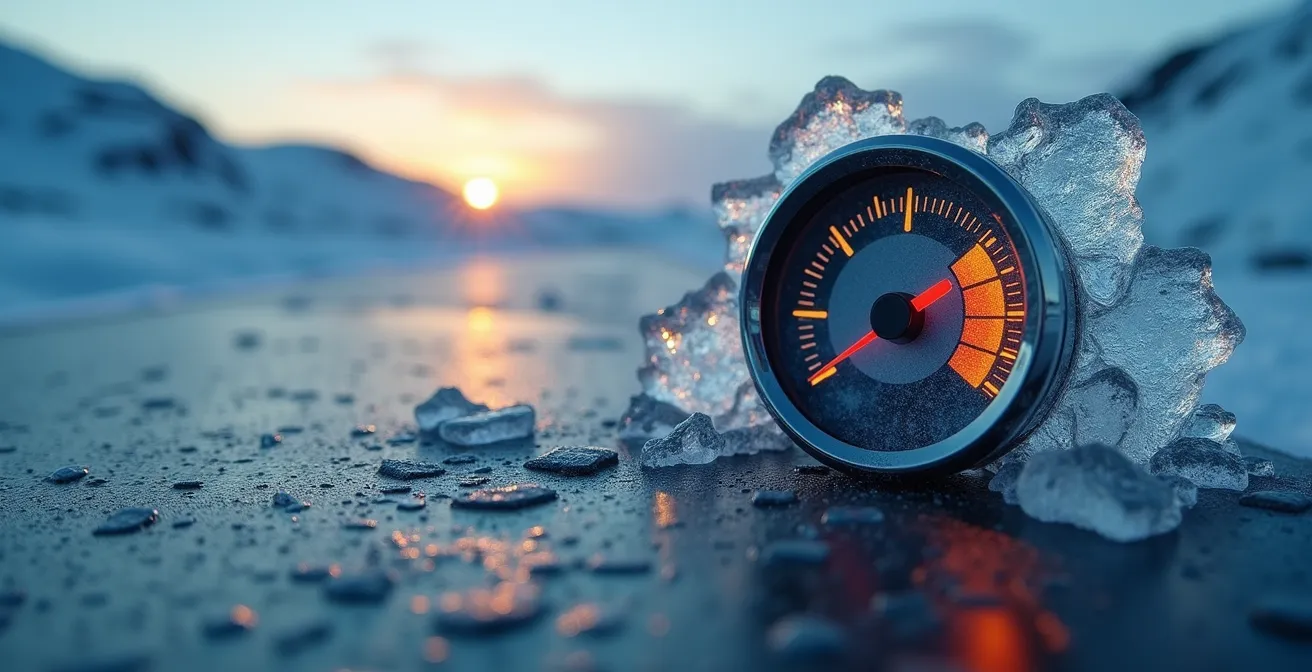 Carte minimaliste montrant l'emplacement des stations-service le long de la Route 1 en Islande