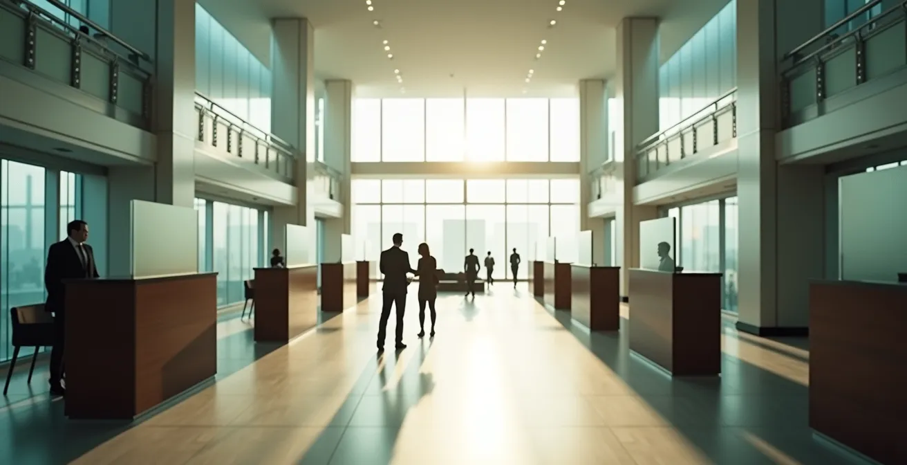 Représentation abstraite d'une chaîne de communication avec multiples maillons interconnectés