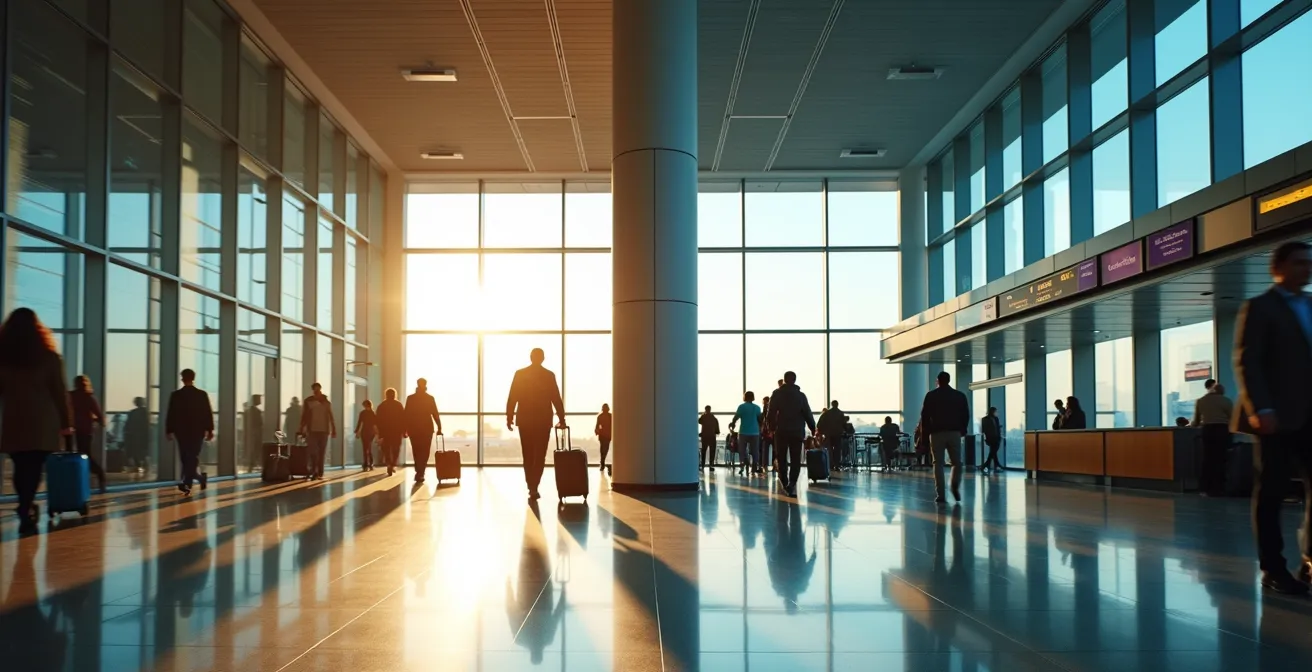 Vue aérienne comparative montrant la différence d'échelle entre un grand hub et un aéroport régional