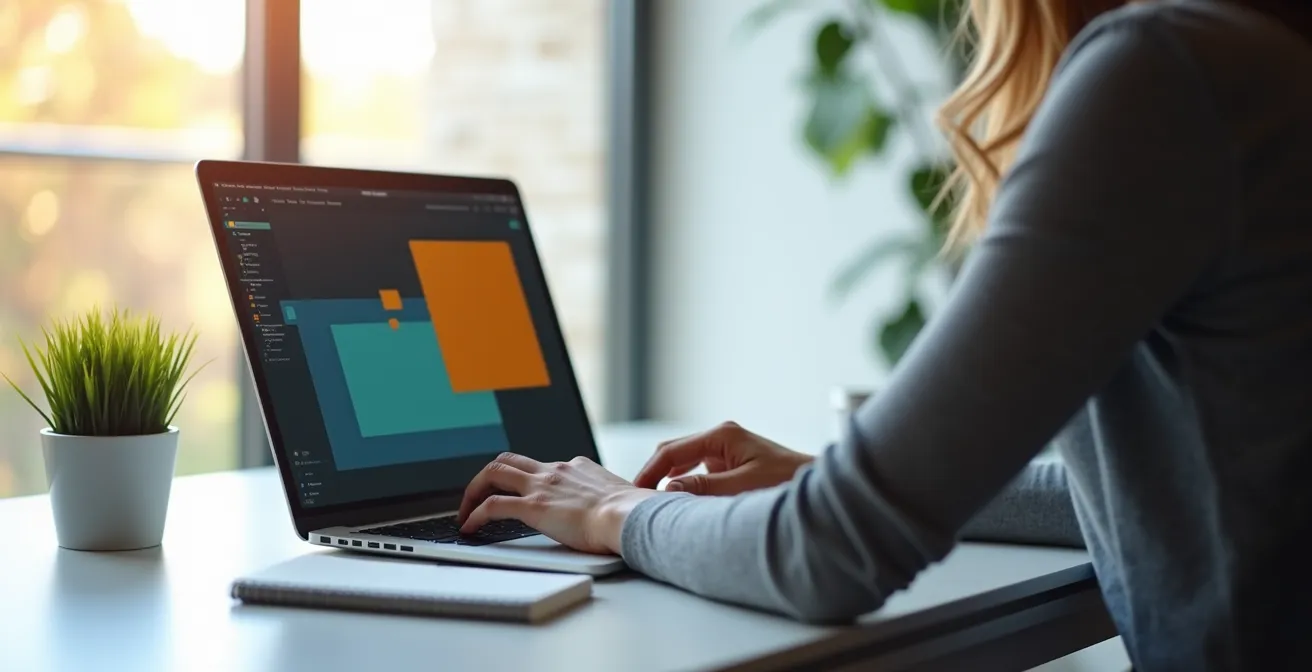 Personne vérifiant l'authenticité d'un site web gouvernemental sur un ordinateur portable